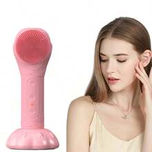 电动洁面刷，洗脸刷，电动洁面仪，电动软硅胶洁面刷，震动按摩，深层清洁卸妆，温和去角质，防水，500mAh长效电池，带充电底座 - 粉色 - 查看 5