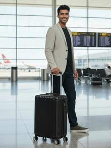 Expandable Carry-On Suitcase With Double Zippers, Durable ABS Structure, 4 Removable Wheels, 10kg Capacity, Carry-On Capacity, Adjustable Telescopic Handle, Secure Combination Lock - Dark Grey - View 2