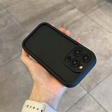 3pcs Gradient Sandpaper Frame Soft Phone Case, Full-Body Protective Cover, Minimalist Design, Cute Cartoon Style, Perfect Protection Compatible With Apple 17 Air 16 15 14 13 12 11 Pro Max Plus - Black+White+Coffee - View 2