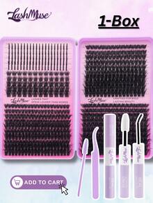 1360PCS/680PCS Lash Clusters With Spikes Wispy Eyelash Clusters Kit, T50+80D+100D+120D Faux Mink Individual Lashes, 0.31-0.63inch Spikes Lash Clusters, Lash Clusters Kit, Individual Lashes With Lash Bond And Seal, Tweezers & Brush, Perfect For Daily Wear, Weddings, Parties, Halloween, Christmas, And Special Occasions, Eye Lash Clusters, Individual Eyelashes, Lashes, Fake Lashes, Beauty & Health, Festive Glam Beauty - 紫色 - 查看 8