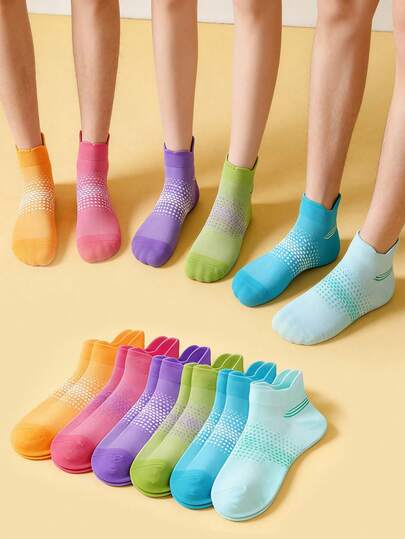 1/5/10 Pairs Women's Random Color Pull-On Socks, Casual Socks, Sports Socks, Running Socks