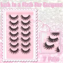 7 Pairs False Eyelashes Wispy Lashes Natural Look Fake Eyelashes Mink Criss Cross Fluffy Strip False Lashes Pack Strip Lashes - Black - View 2