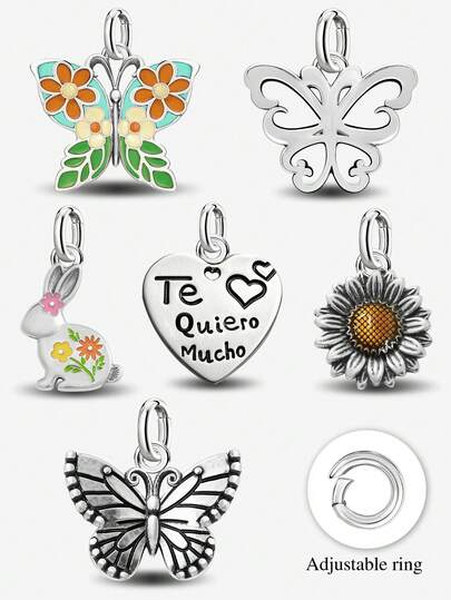 1 PC Fashionable Summer Daisy Butterfly Pendant Charm Suitable For Bracelets DIY Women's Jewelry