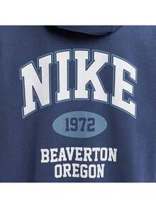 Nike Áo nỉ dài tay nữ tay dài, có mũ trùm đầu, dây rút, túi, in chữ và số, kiểu dáng thường ngày, đa năng, thích hợp cho thể thao. - Màu xanh lam - Xem 6