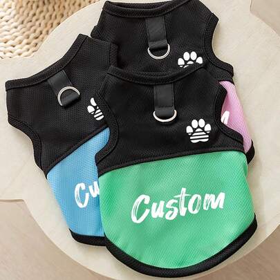 Áo khoác lưới cá nhân hóa cho thú cưng - Áo nịt thoáng khí cho mùa xuân/mèo với họa tiết dấu chân và vòng móc dây xích, 4 kích cỡ, có màu hồng, xanh dương và xanh lá cây - Trang phục nhẹ, có thể tùy chỉnh cho thú cưng (Kích thước nhỏ hơn so với bình thường, nên đặt lớn hơn một cỡ), Quà lưu niệm cho người yêu thú cưng, Cuộc sống bí mật của thú cưng