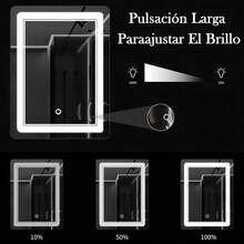 Espejo Rectangular Con Luz Led 50 X 70 Cm 3 Tonos De Luz Fría Neutra Cálida Atenuable Para Baño O Tocador Interruptor Táctil Montaje Vertical + Ganchos Transparentes 6pzs + Toallas 4pzs - Negro - Ver 7