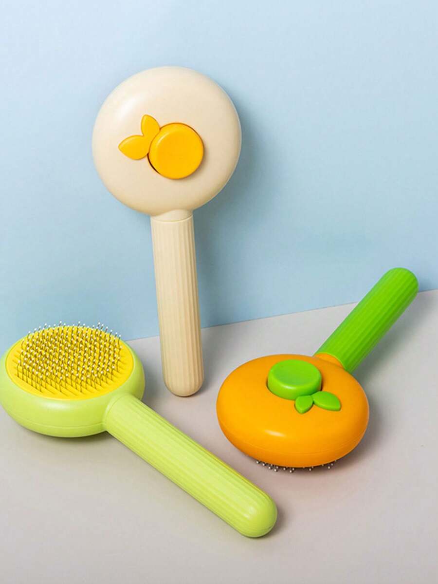 1个宠物梳毛刷，一键式去毛刷，猫狗通用自动去毛刷，毛发清洁工具 - 彩色 - 查看 1