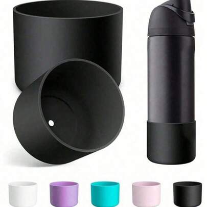2 piezas Funda de silicona para botellas de agua de 7,5-9 cm, se ajusta a botellas de 24 oz, 32 oz y 40 oz, cubierta protectora antideslizante con amortiguador inferior, apta para tumblers, botellas de acero inoxidable con tapa a rosca y abatible