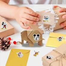 500pcs/Roll Disney Cartoon Mickey Mouse Stickers, Cute Cartoon Mickey/Minnie/Donald Duck Sticker Roll - Decorative Cartoon Washi Tape, Soft Color Tone, Adorable Stickers For DIY Decoration On Notebooks, Phones, Bags, Laptops, Fridges, Bicycles, Kawaii Gifts, Suitable For Crafts, Gift Wrapping, Phone And Mug Decoration, Birthday Themes And DIY Projects, Fun Gift - Multicolor - View 6