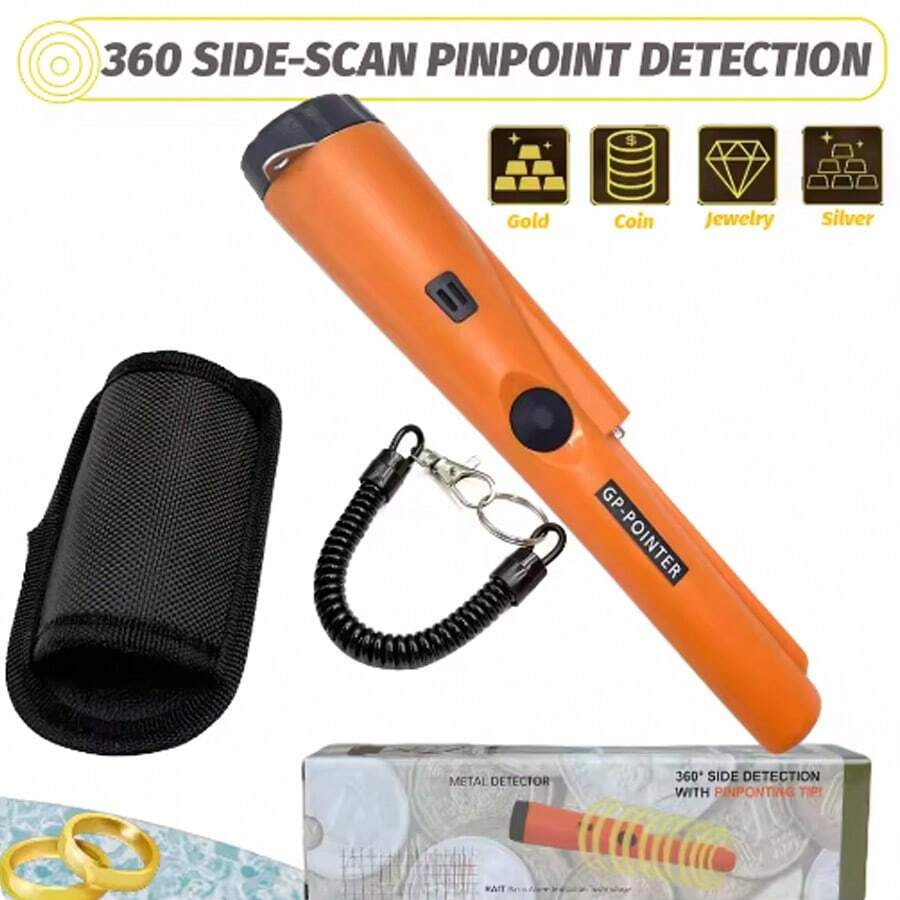 High Sensitivity Metal Detector Probe With LED Light - 360° Search, Metal Detector Probe With Leather Case For Outdoor Treasure Hunting, Batteries Not Included - A - 查看 1