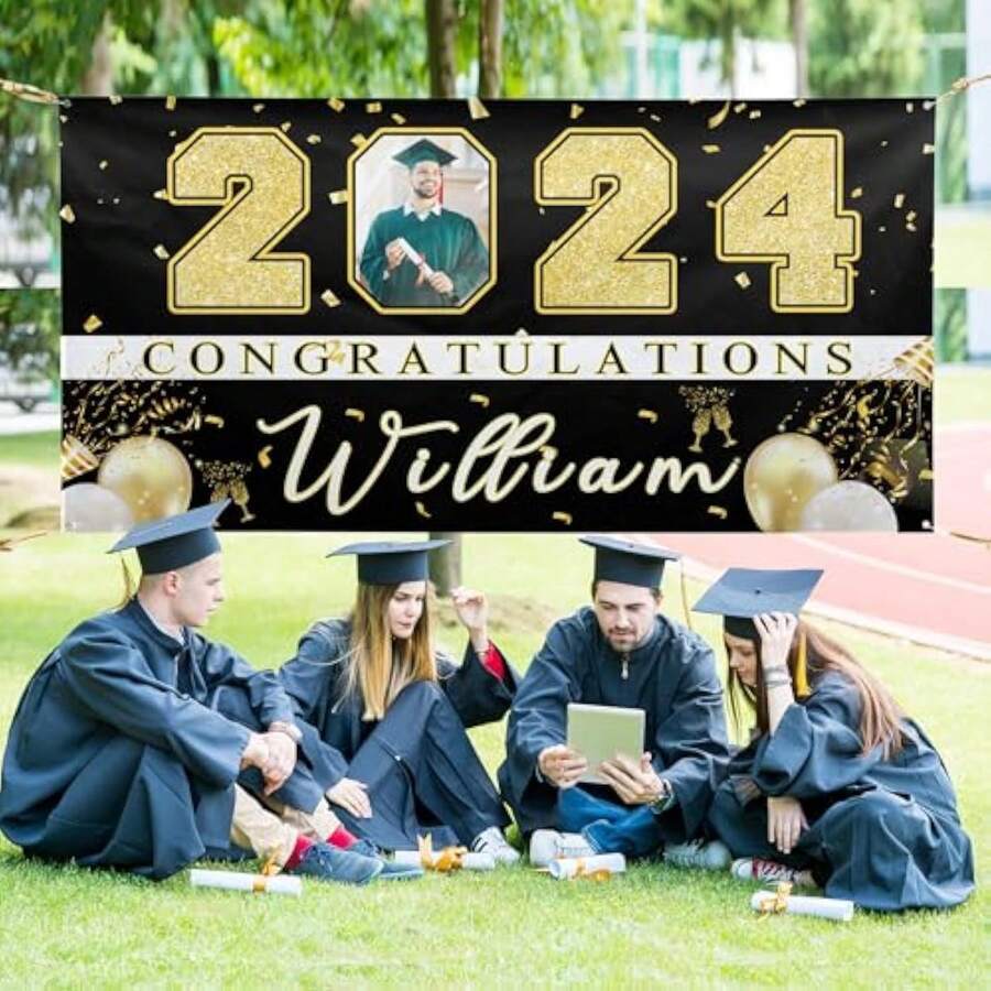 1pc Personalized Graduation Banner With Photo Name Class Of 2026 Custom Graduation Backdrop Congratulations Graduate Party Decorations Supplies Congrats Grad Banners Yard Sign Graduation Gifts - Màu3 - Xem 1