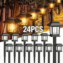 24/12PCS Solar Pathway Lights Outdoor, Black/Brown Upgraded LED Waterproof Solar Lights Outdoor, Up To 12Hrs, Auto On/Off, Garden Decor For Yard, Driveway, Walkway, Warm White - Solar Pathway Lights Outdoor - 查看 13