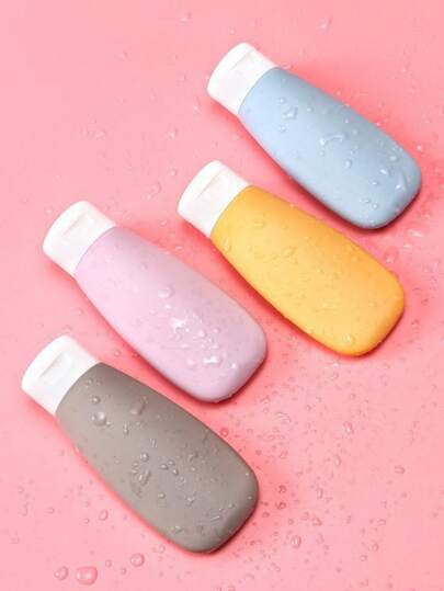 4pcs Refillable Travel Containers, Silicone And Leak-Proof Travel Bottles For Gel, Shampoo, Lotion And Cosmetics