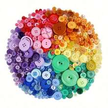 Get 200-300pcs Glossy Round Resin Buttons In Mixed Sizes (3mm-20mm / 0.1"-0.8")! Perfect For Christmas Crafts, Sewing, Jewelry, And Festive DIYs. , Lightweight & Ready For Your Creativity! - Multicolor - 查看 1