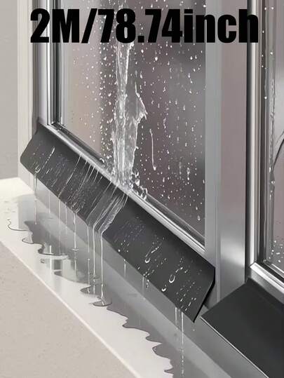 78.74 Inch/2m Sliding Window Rubber Weatherstrip - Durable Outdoor Window Drainage System With Backflow Design, Easy Installation, Adhesive Backing, Black Rainwater Drainage Strip, Suitable For Sliding Windows, Balconies And Shower Doors - Leak-Proof And Dust-Proof, Applicable To Single/Double Glazed Windows (All Season)
