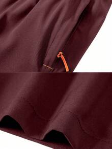 1pc Men's Lightweight Quick-Dry Elastic Sports Shorts For Fitness, Running, Workout, Spring/Summer - Burgundy - View 5