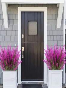 10束人造圣诞装饰品，抗紫外线仿真绿植，适用于户外，高品质抗氧化波士顿蕨，触感逼真，可用于家居装饰、厨房/房间装饰、墙面装饰、室内外悬挂式花盆、春夏花园庭院装饰、万圣节装饰、人造花卉、母亲节装饰、节日装饰、情人节装饰。 - 彩色 - 查看 6