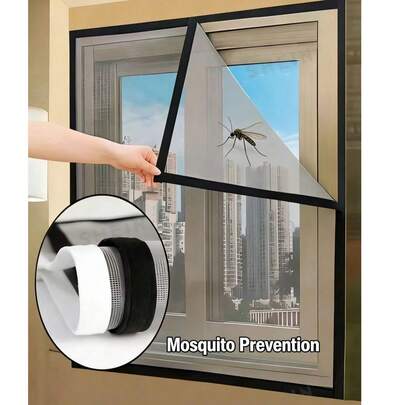 1pc Summer Anti-Mosquito Window Screen, Magic Tape Self-Adhesive, Breathable Transparent Window Mosquito Net, High Density Invisible Door Curtain Net, Fits Various Doors And Windows, No Drilling Required, Self-Adhesive Installation, Removable And Washable, Suitable For All Seasons