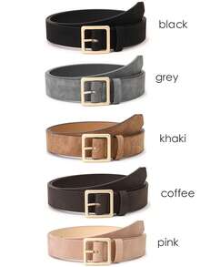 1条复古太阳形扣时尚百搭腰带，简约设计男女通用青少年腰带 - 彩色 - 查看 12