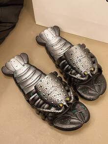 Pantuflas de playa con forma de cangrejo de río para hombres, chanclas creativas y únicas - Negro - Ver 7