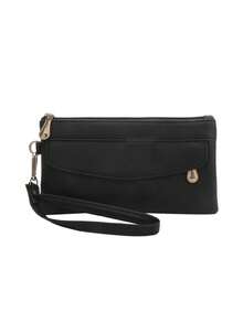 1件装极简主义女士手持钱包 韩版压纹格纹小钱包零钱包 复古男女通用商务休闲女士礼物钱包手提包长款钱包腕包女士钱包手拿包腕包 - 白色 - 查看 18