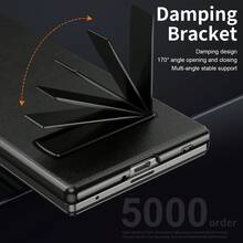 VIETAO Multi-Angle Bracket Magnetic Flip Folding Case Compatible With Samsung Galaxy Z Fold 7 6 5 4 High Classy Luxurious Business Leather Full Body Hinge Protective Slim Cover - Black - View 5