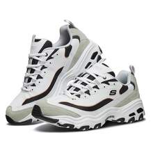 Skechers男鞋2026新款D'LITES緩震熊貓鞋复老爹鞋厚底增高運動休閒鞋666114-WLGY - 白色/淺灰色 - 查看 8