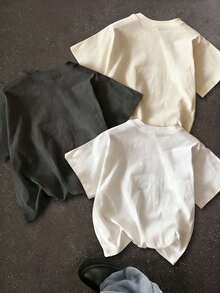 3 Stücke Damen Neue Lässige Süße Muster Locker Sitzende Rundhals Kurzarm T-Shirts, Modisch für Alltag & Urlaub. Damen Neuer Sommer Outfit, Lustiger Wahrzeichen Muster 3 Teiliges Kurzarm Set. - Verschiedenfarbig - Übersicht 3