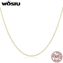 WOSTU 925纯银镀金缆绳链项链吊坠，时尚长款项链，女士饰品 - 金色 - 查看 1
