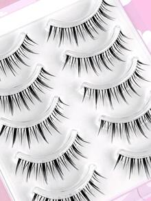 MAANGE 5 Pairs Natural Short False Eyelashes For Sensitive Skin, Delicate & Soft 11mm Small Lashes, Transparent Root Lively Energy Eyelashes - Black - View 10