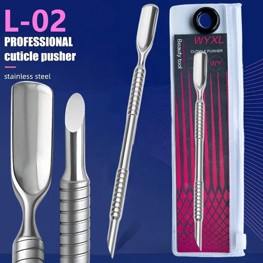 WYXL - Dual-Head Stainless Steel Cuticle Pusher, U-Shaped Cuticle Remover, Professional Nail Care Tool For Manicurists, Salon Use, Durable, Non-Slip Ergonomic Handle Design - WYXL(L-02) Steel Push - View 1