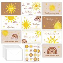 Bohemian Style Card Envelope Sticker Set, 10pcs Cards + 10pcs Envelopes + 1pc Sticker, Blank Cards For Writing, Suitable For Birthday Gifts, Holiday Gifts, Exotic Style, Birthday Cards, Handwritten Blessings, Party Decorations, Back To School/Graduation Gifts, Gifts For Classmates, Handmade Cards - Yellow - View 2