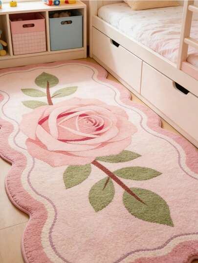 1pc Pink Flower Children's Room Decorative Floor Mat, Decorative Carpet, Bedroom Decor, Small Rug, Carpet, Home Decor, Living Room Carpet, Living Room Small Rug, Bedroom Carpet, Living Room Home Decor, Outdoor Rug, Washable Carpet