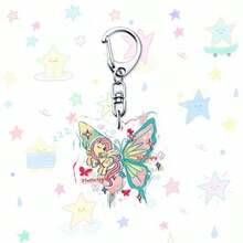 MY LITTLE PONY 6pcs  Butterfly Edition Keychain Collection Softie, Cloudie, Pinkie, And Rarity Acrylic Cartoon Character Keychains - Multicolor - View 6