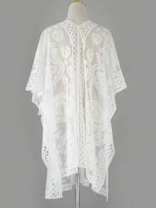 1pc Women's Sexy Elegant Lace Beach Cover-Up, V-Neck Hollow Out Swimsuit Cover-Up, Suitable For Pool, Beach, Party In Summer - Multicolor - View 13