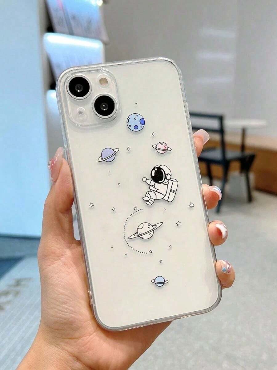 Space Astronaut Shockproof Phone Case Compatible With IPhone 11, 12, 13, 14, 12 Pro Max, 13 Pro Max, 15, 15 Pro, 15 Plus, 15 Pro Max, 16, 16 Pro, 16 Plus, 16 Pro Max, 17, 17 Pro MaxFOR-YOUR-BELOVED-PHONEChristmas Gifts - 1pc - 查看 1