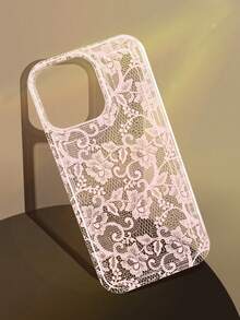 1pc Romantic Lace Pattern Soft Transparent Anti-Slip Airbag Phone Case, Suitable For IPhone 11/12/13/14/15/16 Pro Max - Multicolor - View 1