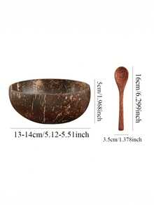 1/2pcs Minimalist Natural Coconut Shell Bowl, Reusable Handmade Round Salad Bowl, Home Yogurt Bowl, Salad Bowl, Dessert Bowl, Restaurant Decor Bowl, Fruit Bowl, Easy To Clean Party Dinnerware, Suitable For Cereal, Salad, Breakfast, Fruit And Yogurt. Pure Coconut Bowl, Kitchen Decor - Multicolor - View 16