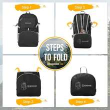 ZOMAKE Lightweight Packable Backpack 35L, Light Foldable Backpacks Water Resistant Collapsible Hiking Bag, Compact Folding Day Pack for Travel Camping(Black) - ColorG - Ver 4