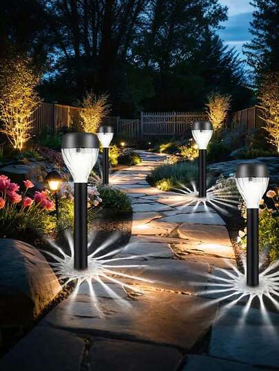 2pcs Solar Powered LED Lawn Lights, Warm White LED Pathway Lights, Oval Waterfall Pattern, Durable ABS Material, Flat Installation Design, Easy To Install, Suitable For Garden, Yard, Corridor, Lawn, Landscape, Walkway, Waterproof
