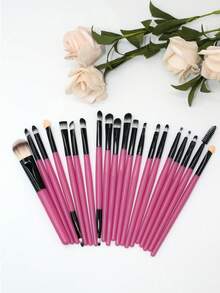 YUEOOIU 20 Multi-Functional Premium Makeup Brush Set Pink Synthetic Fiber Bristles Soft And Fluffy Novice Foundation Brush, Blush Brush, Contouring Brush, Eyeshadow Brush, Eyebrow Brush Mixed Base Brush Makeup Tools - Hot Pink - View 1
