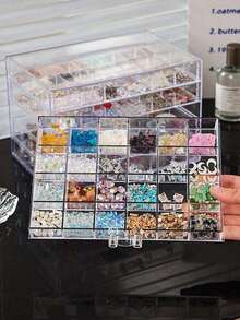 1pc Multi-Layer Acrylic Transparent Fashion Practical Multi-Function Nail Rhinestone Decoration Storage Box, Suitable For Rings, Earrings, Necklaces, Bracelets And Other Jewelry ,Room Decor - Multicolor - View 9