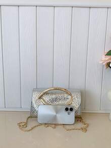 Women's Niche Design Handbag, Minimalist Personalized Versatile Crossbody Chain Shoulder Bag - Silver - View 8