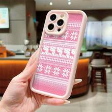 Pink Deer Floral Pattern TPU Shockproof Phone Case, Suitable As Birthday And Christmas Gift For Couples, Girlfriends, Daughters, Teenagers - Pink - View 2