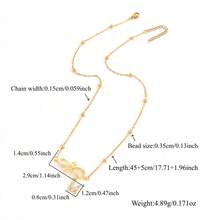 1件极简主义无限符号字母金色不锈钢串珠项链，女士款 - 金黃色 - 查看 2