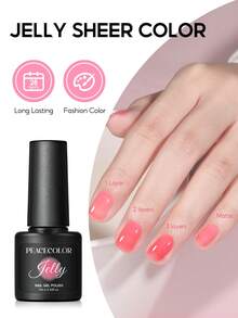 PEACECOLOR裸色果冻凝胶指甲油，半透明裸妆凝胶指甲油，百搭日常凝胶指甲油，适合初学者、DIY、LED/UV凝胶，美甲沙龙及礼品 - 彩色 - 查看 3