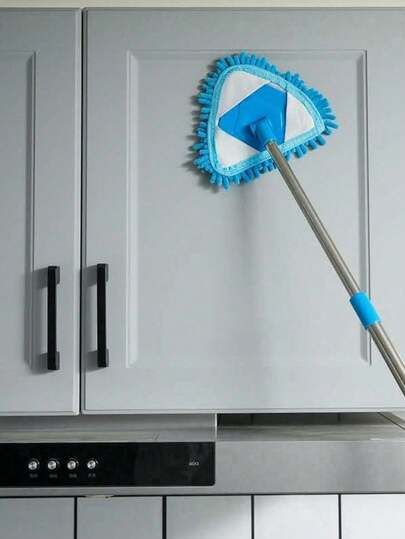 360° Rotating Telescopic Triangle Mop Set, Multi-Functional Adjustable Handle With Removable & Washable Microfiber Mop Head, Suitable For Floors, Walls, Ceilings, Tiles, Cars, Windows, Baseboards And More, Wet & Dry Cleaning, Angle Adjustable And Extendable Design For High Places And Pet Hair Cleaning, Ideal For Housewives, Cleaners, Auto Detailers, Essential For Spring Cleaning, Housewarming, Back To School, New Year Dusting, Household & Kitchen