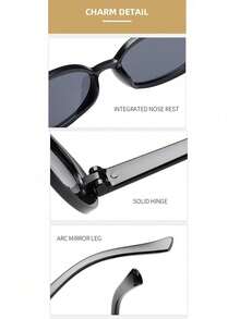 2副椭圆形女士时尚眼镜，新款小框Y2K风格 - 2PC(黑灰 紅豆花茶片) - 查看 5