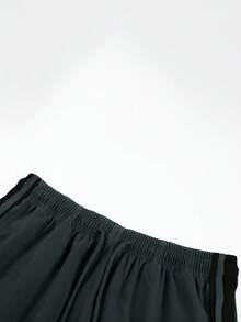 男士夏季條紋直筒寬鬆快乾沙灘徒步健身通勤多功能運動長褲 - 深灰色 - 查看 6