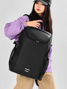 1pc High-Quality Large Capacity PU Leather Backpack, Adjustable Shoulder Straps, Suitable For School, Travel, Fits Luggage Handle - Multiple Colors - View 4